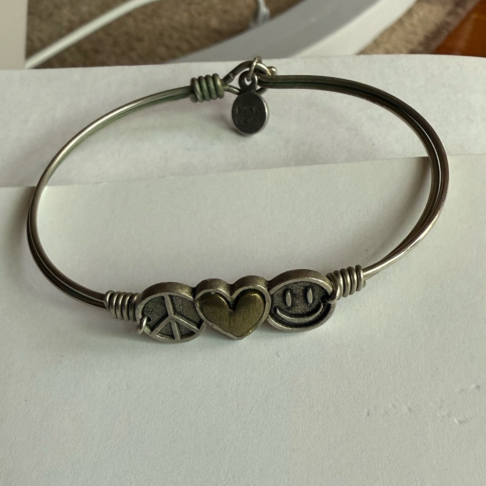 Luca + Danni Peace Love Happiness Silver Charm Bracelet